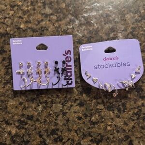 Claire's Silver and Black Stackable Earrings Set